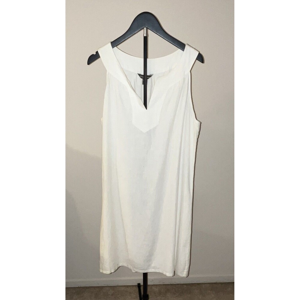 Tommy Bahama White Solid V-Neck Sleeveless Knee Dress Womens XL/TG